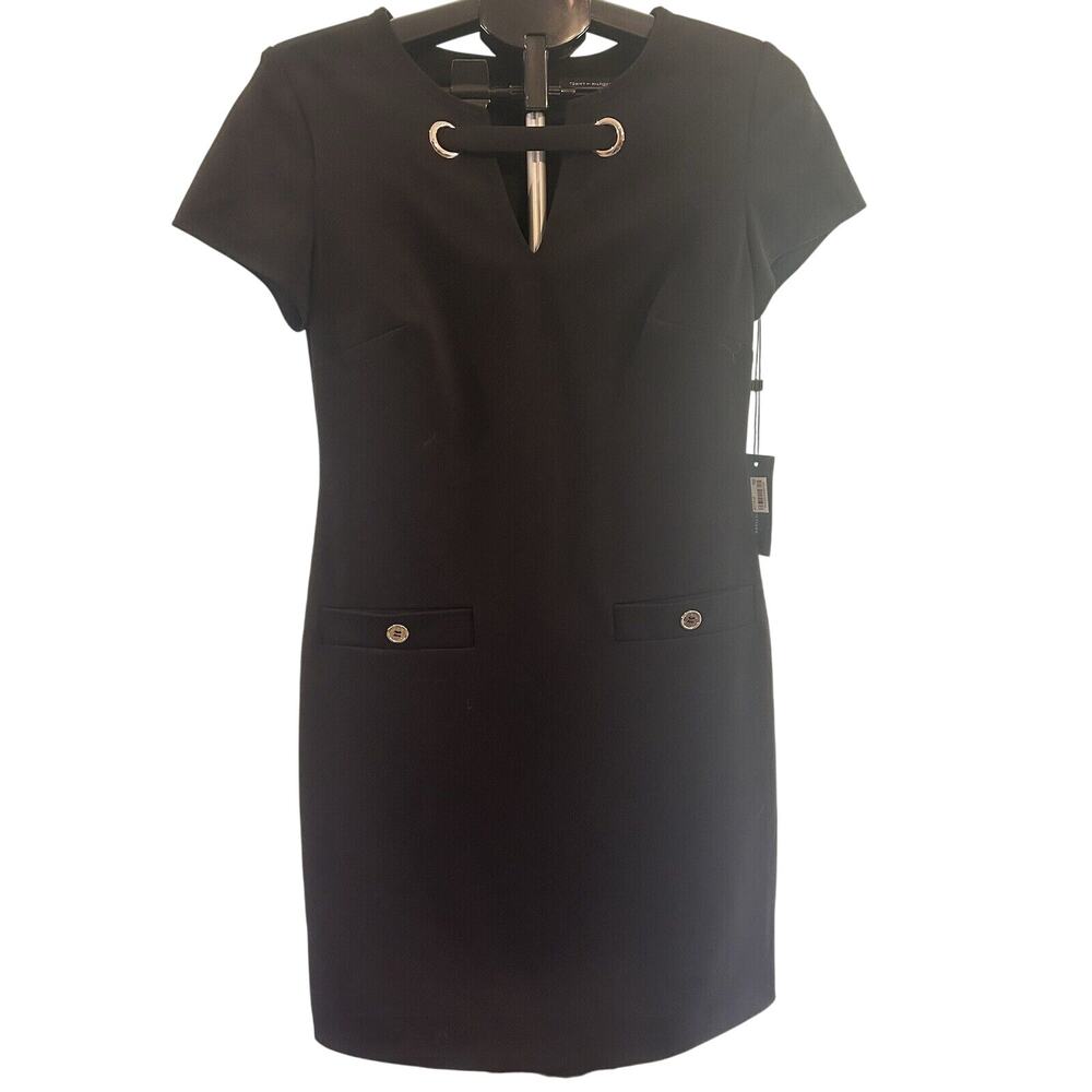 Tommy Hilfiger Women's size 4 Black Sheath Dress with Grommet Detail NWT